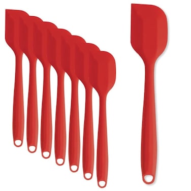 8 Pieces Silicone Spatulas, 8.3 inch Small Spatulas Non-stick Heat-Resistant Non-stick with Stainless Steel Core For Cake Cream Cooking Gadget (Red)