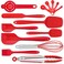 P&amp;P CHEF Silicone Spatulas Set of 14, Red Heat Resistant Flexible Rubber Spatula, Seamless Baking Mixing Cooking Utensils For Nonstick Cookware, Food Safety &amp; Durable, Dishwasher Safe