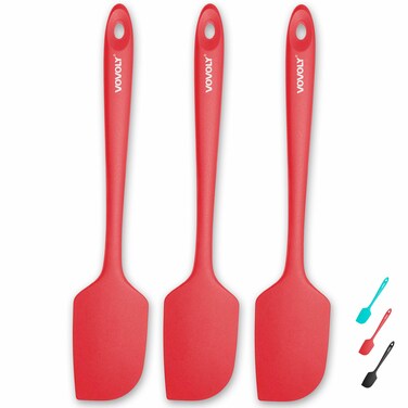 3 Pack Large Silicone Spatula for Kitchen,600&Acirc;&deg;F Heat resistant Rubber Spatulas for Baking,Cooking, Scraping,and Mixing,Non Stick Kitchen Utensils, BPA Free, 11.2 IN, Red