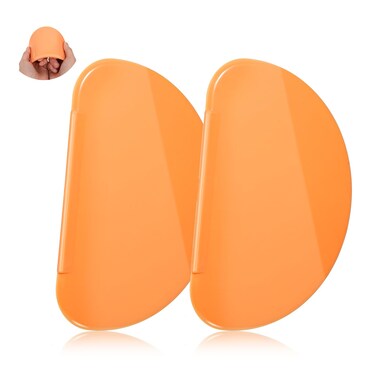 Molain Flexible Curved Edge Silicone Bowl Scraper, Food Grade Dough Scraper for Baking Sourdough Bread, Cake, Bench Scrapers, Multipurpose Kitchen Dish Scrapers Mixing Bowl Scraper Cutter(2Pcs Orange)