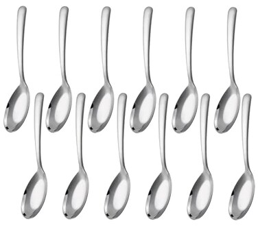 Soup Spoons Stainless Steel Soup Spoons Set of 12 Long Handle Dinner Spoons Silver Asian soup spoon for Ramen Thai Miso