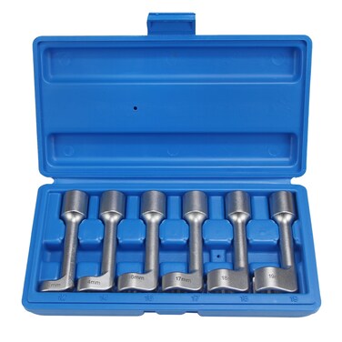 TradeINArt 12pt 1/2" Drive L-Type Diesel Injector Fuel Line Sockets Wrench Set 12/14/16/17/18/19mm