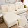 OKYUK Wear-Resistant Universal Magic Sofa Cover, Stretch Couch Cushion Slipcovers Replacement, Anti-Slip L Shape Sofa Covers, Interior Chaise Lounge Sofa Slipcover (Line-Beige, Large 2 Seat Cover)