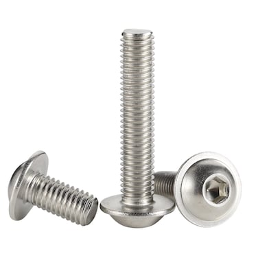 M8-1.25 x 70mm Flanged Button Head Socket Cap Screw Bolts, 304 Stainless Steel 18-8, Allen Socket Drive, Bright Finish, Fully Threaded, Pack of 10