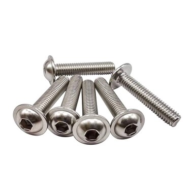 M5-0.8 x 50mm Flanged Washer Button Head Socket Cap Screws, 304 Stainless Steel 18-8, Allen Hex Drive, Full Thread Coarse Thread UNC, 50 PCS