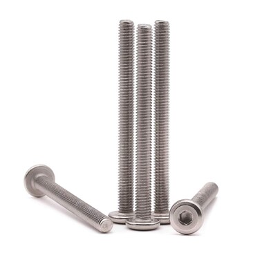 M10 x 60mm (8 PCS) Flat Round Head Socket Cap Screw, 304 Stainless Steel, Bright Finish, Full Thread, Connection Bolts, Furniture Screws 3D Printer Screws
