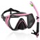 WACOOL Professional Snorkeling Snorkel Diving Scuba Package Set with Anti-Fog Coated Glass Purge Valve and Anti-Splash Silicon Mouth Piece for Men Women (Kids,Pink)