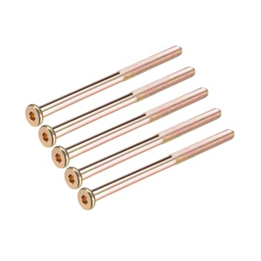 uxcell M8x120mm Furniture Screw Hex Socket Machine Screws Zinc Plated Fasteners Bolts Half Thread Carbon Steel 5Pcs