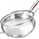 Inqibee 14-Inch Tri-Ply Stainless Steel Large Skillet with Lid,Large Frying Pan with Helper Handle,Jumbo Cooker,Induction Pan,Heavy Duty and Dishwasher Safe.