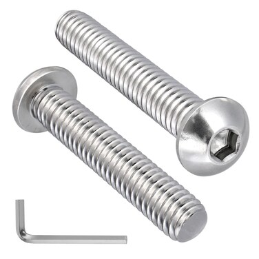 VGBUY 20Pcs 5/16-18 x 1-1/2" Button Head Socket Cap Bolts Screws, 304 Stainless Steel 18-8, Allen Hex Drive, Bright Finish, Fully Threaded, Hex Spanner Included