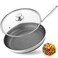 Dingerkit Non Stick Frying Pans, Stainless Steel Nonstick Fry pan with Honeycomb for Kitchen Cooking - 11&acirc;&euro; Skillet with Lid for Cookware - Works with Induction Cooktop Ceramic and Gas.