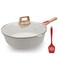 AIKENBBKK 11 Inch/5Qt Nonstick Deep Frying Pan with Lid, Non Stick Skillet with Removable Handle, Aluminum Saut&Atilde;&copy; Pan Compatible with All Stovetops, Dishwasher&amp; Oven Safe (White)