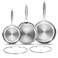 DELARLO Tri-ply Stainless Steel Frying Pan Set 8"10"12"With 2 Lid Induction large Skillets Chef's Pan,Pots and Pans Set Kitchen Cookware Set Suitable for All Stove