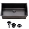 Ufaucet 28 Inch Black Undermount Kitchen Sink 28x18 Stainless Steel 16 Gauge 9 Inch Deep Single Bowl Kitchen Sink with Strainer