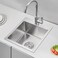 KINKIB 13 &Atilde;&mdash; 15 inch Drop in Bar Sink, Topmount Small Kitchen Sink Single Bowl, Handmade T-304 Stainless Steel Overmount Kitchen Bar Sink with Basket Strainer
