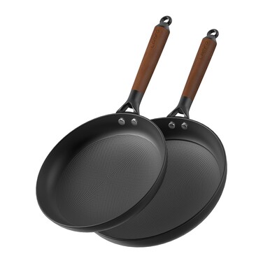 LAMFO Cast Iron Skillets, 10 Inch 12 Inch Non Stick Frying Pans, 2 Piece Cookware Set Cast Iron Pans, Egg Pans Nonstick, Oven Safe Dishwasher Safe