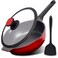 DIIG Nonstick Deep Frying Pan Skillet with Lid, 12 inch/ 5.5 QT Saute Pan with Silicone Spatula, Sauce Pan Cookware Cooking Chef Pan, Cast Aluminum Induction Compatible, Ruby Red
