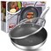 LOLYKITCH 8.5 Inch Tri-ply Hybrid Stainless Steel Non-Stick Saut&Atilde;&copy; Pan with Lid,Skillet,Induction Deep Frying Pan,Skillet,Heavy Duty and Oven Safe,Riveted Handle.