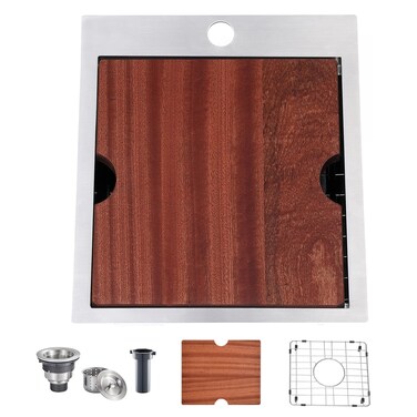 Ufaucet 15x17 Inch Drop In Bar Sink,15 Inch Top mount Small Kitchen Sink,Stainless Steel Rectangular 16 Gauge Single Bowl Prep Wet Sink RV Sink Workstation with Strainer Drain