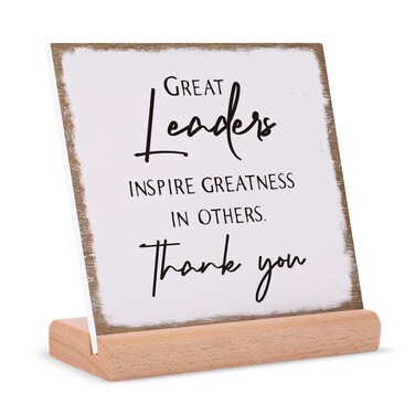Afterprints Leader Gifts for Men Women, Thank You Acrylic Plaque, Appreciation Gifts for Boss Great Leaders Supervisor on Christmas Bosses Day Retirement Leaving, Leaders Signs with Wooden Stand