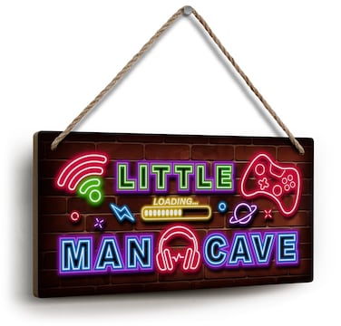 YZEXEZY Funny Gamer Sign 6"x12"-Keep Out Gamer at Work-Neon Paint Gaming Room Wall Decor Sign Gifts for Boys Girls Friends