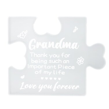 Dohia Gifts for Grandma Acrylic Puzzle Plaque Grandma Puzzle Pieces Gifts for Grandma Acrylic Sign Plaque Desk Decorations Funny Birthday Gifts for Grandma D2-PTBJ (Transparent-Grm)