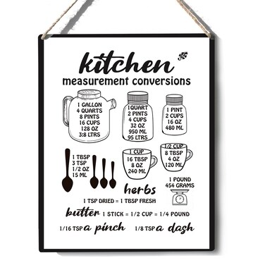 Xiolcxdr Funny Kitchen Sign Decor Kitchen Measurement Conversions Wooden Sign Plaque Wall Hanging Posters Artwork Home Decoration 8&acirc;&euro;X10&acirc;&euro;&acirc;&euro;&brvbar;
