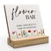 ANIANG Flower Bar Desk Decor, Flower Bar Sign, Bridal Shower Sign Wood Plaque, Wedding Flowers, Wedding Accessories for Reception Wooden Plaque Sign with Wood Stand for Wedding Reception Table Decor