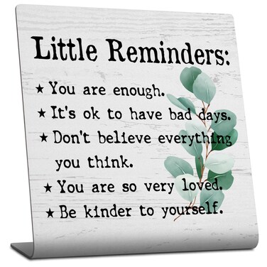 Motivational Office Desk Decor Signs 1 Small Positive Thought &amp; P.S. You Got This Inspirational Family Coworkers Gifts for Women Men Funny Home Decor Positive Plaque TZJ25