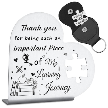 Funny Teacher Gifts, Teacher Gifts for Women Desk Decorations, Teacher Appreciation Week Card Retirement Gift, Teacher Appreciation Gifts Stainless Steel Puzzle Keepsake Signs Plaque GDW23