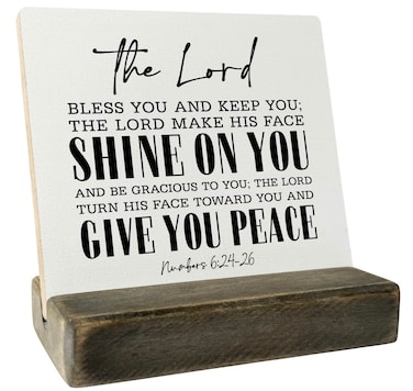 Christian Quote Wood Plaque Gift, Numbers 6:24-26- The Lord Bless You And Keep You, Plaque with Wooden Stand, Wood Sign Plaque Gift, Bible Verse Gift Wood Sign, Christian Family Religious Home D&Atilde;&copy;cor
