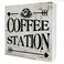 Funny Coffee Wooden Box Sign Desk Decor Retro Coffee Station Wood Block Plaque Box Signs with Quotes Rustic Box Sign for Home Kitchen Shelf Table Decoration (5 X 5 Inch)