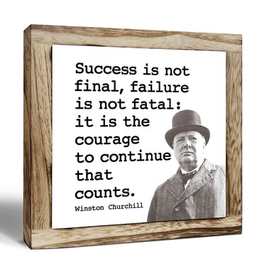 Inspirational Wood Sign, Courage Sign, Wooden Plaques Sign Table Decor, Motivational Saying Wood Sign, Office Decor Art, Winston Churchill Saying Sign, Success is Not Final Sign 7.8&Atilde;&mdash;7.8&Atilde;&mdash;0.67inches