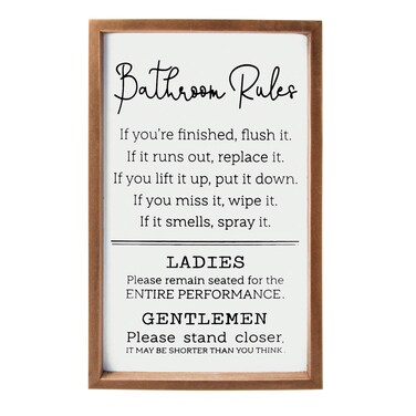 VILIGHT Bathroom Rules Sign House Warming Gifts for New Home - Farmhouse Toilet Decorations Restroom Wall Decor - Vertical 16x9.5 Inches