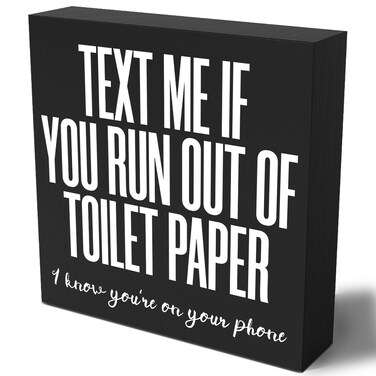 Funny Bathroom Wooden Box Sign Plaque Hello Sweet Cheeks Black Wood Box Sign Rustic Art Home Bathroom Shelf Desk Decor 5 x 5 x 1 Inches