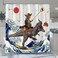 Fowocu Funny Cat Dinosaur Shower Curtain Fun Cool Cat Japanese Ocean Wave Waterproof Fabric Shower Curtains for Bathroom Kids Rustic Wood Farmhouse Bath Curtain Decor (72''&Atilde;&mdash;72'', Brown)