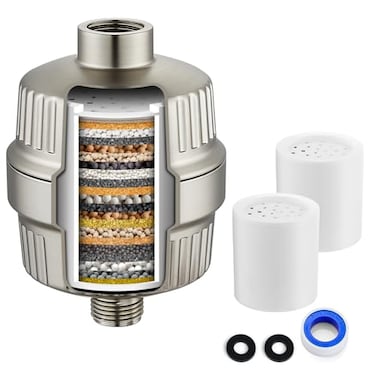 gotonovo 20 Stage Shower Head Filter for Hard Water,Shower Filter with 2 Replaceable Cartridges, High Pressure Shower Water Filter Removes Odors and Impurities Oil Rubbed Bronze