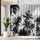 Black and White Palm Tree Shower Curtain Summer Hawaii Beach Nature Landscape Tropical Coconut Tree Jungle Plant Exotic Modern Minimalist Polyester Curtains Bathroom Decor with Hooks 70"Wx70"H