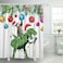 DeeCabin Funny Christmas Shower Curtain, Cute Cute Dinosaur in Santa Hat Singing Merry Christmas for Children Boy and Girl Shower Curtain, Winter Bathroom Decor, 72X72 inch