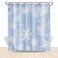 LFEEY Blue Snowflake Shower Curtains Winter Holiday Shower Curtain Sparkle Snow Bathroom Curtains Christmas Bathroom Decor Polyester Fabric Waterproof 60x72 Inch