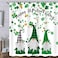 MERCHR Happy St Patricks Day Shower Curtain, Green Clover Shamrock Leaf Irish Gnome Elf Design, Buffalo Check Plaid Decor Cloth Fabric Bathroom Curtains with Hooks Set 71 x 71 Inch