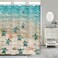 Sea Turtle Shower Curtain Kids, Turtles and Starfish at Ocean Sandy Beach on Rustic Vintage Teal Wood Board Farmhouse Shower Curtain for Bathrrom, Sea Creatures Nautical Life Bath Curtain, 60"X70