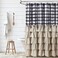 Seasonwood Farmhouse Shower Curtain Set with 12 Hooks Boho Shower Curtain with Button Bathroom Decor Black Buffalo Plaid Pattern with Fabric Ruffles Waterproof with Washable Durable 72"x72
