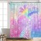 ZJRBJB Mermaid Tail Scales Shower Curtain, Tail Swing from The Waves Bath Curtain, Mermaid Pink Blue Purple Fantasy Ocean Themed Curtain, Girls Kids Bathroom Decor with 12 Plastic Hooks,72''W x 72''H