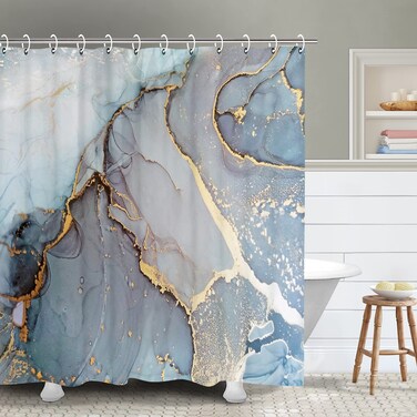 RosieLily Marble Shower Curtain, Abstract Shower Curtains, Blue Ombre Shower Curtains Set with 12 Hooks, Decor Waterproof Bathroom Curtain, 72&acirc;&euro;x72&acirc;&euro;