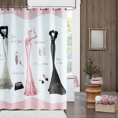 DS BATH Haute Pink Shower Curtain,Fabric Shower Curtain,Printed Shower Curtains for Bathroom,Bathroom Curtains,Waterproof Polyester Shower Curtain,72" W x 78" H
