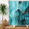 ChloropLastid Teal Marble Shower Curtains Abstract Ink Art Painting Shower Curtain Sets Jade Green Blue Odd Gold Elegant Texture Luxury Striped Modern Granite Bathroom Curtain 72x72 in with 12 Hooks