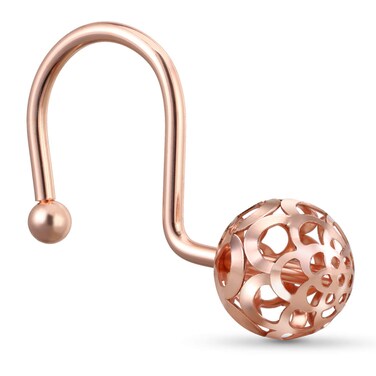 CHICTIE Rose Gold Shower Curtain Hooks Rings,Set of 12 Decorative Shower Curtain Hooks,Metal Rustproof Shower Rings for Bathroom