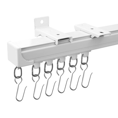 MaKefeile Curtain Tracks Ceiling Wall Mounted Heavy-Duty Curtains Rails Room Divider Track for Living Bedroom Shower White 3FT To 12FT