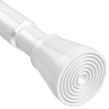 MEXAU White Spring Tension Curtain Rod for Windows 28 to 48 Inch- Adjustable 7/8" Spring Tension Rod No Drilling- Sturdy Closet Rod Easy to Install